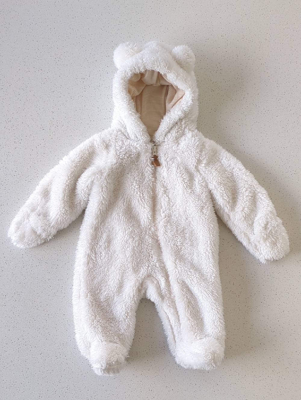 Carter's Cream Plush Teddy Hooded One-Piece